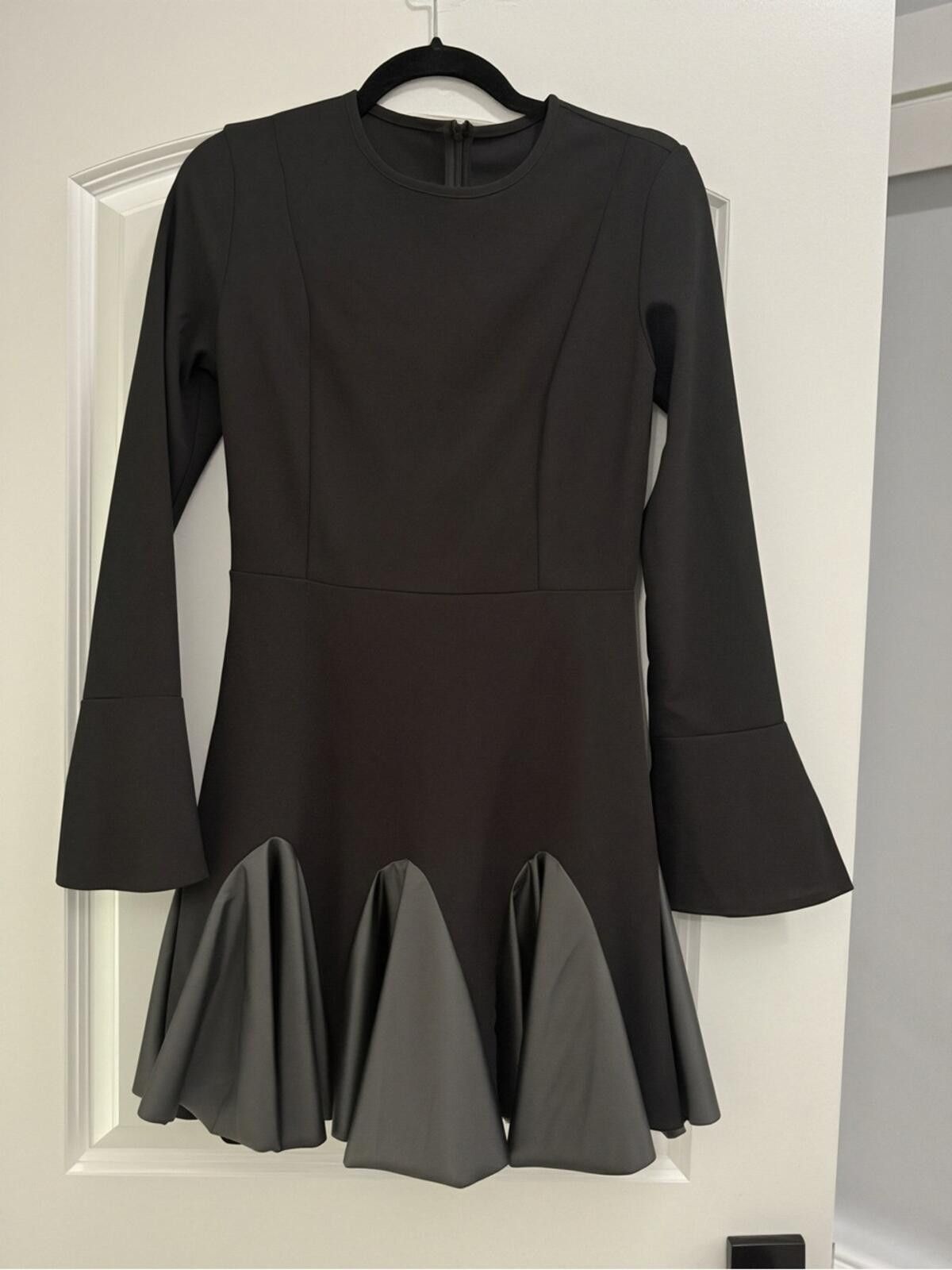 Shein Shein Long Sleeve Fit-and-Flare Dress with Faux Leather Hem Size S / US 4 / IT 40 - 3 Thumbnail
