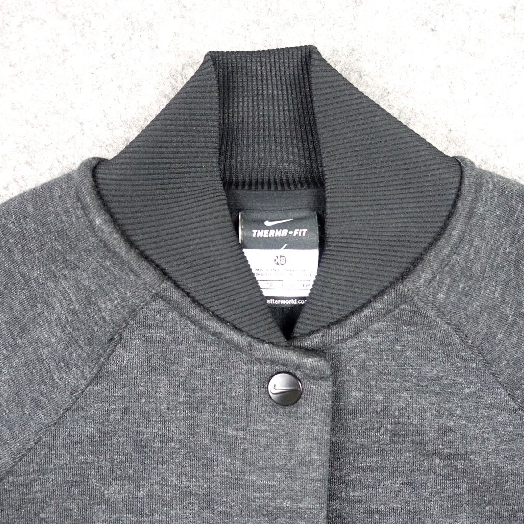 Nike Nike Jacket Womens XS Gray Therma-FIT Pockets Insulated Fleece Varsity Zip Front Short Sleeve Style - Mens? Size XS / US 0-2 / IT 36-38 - 2 Thumbnail