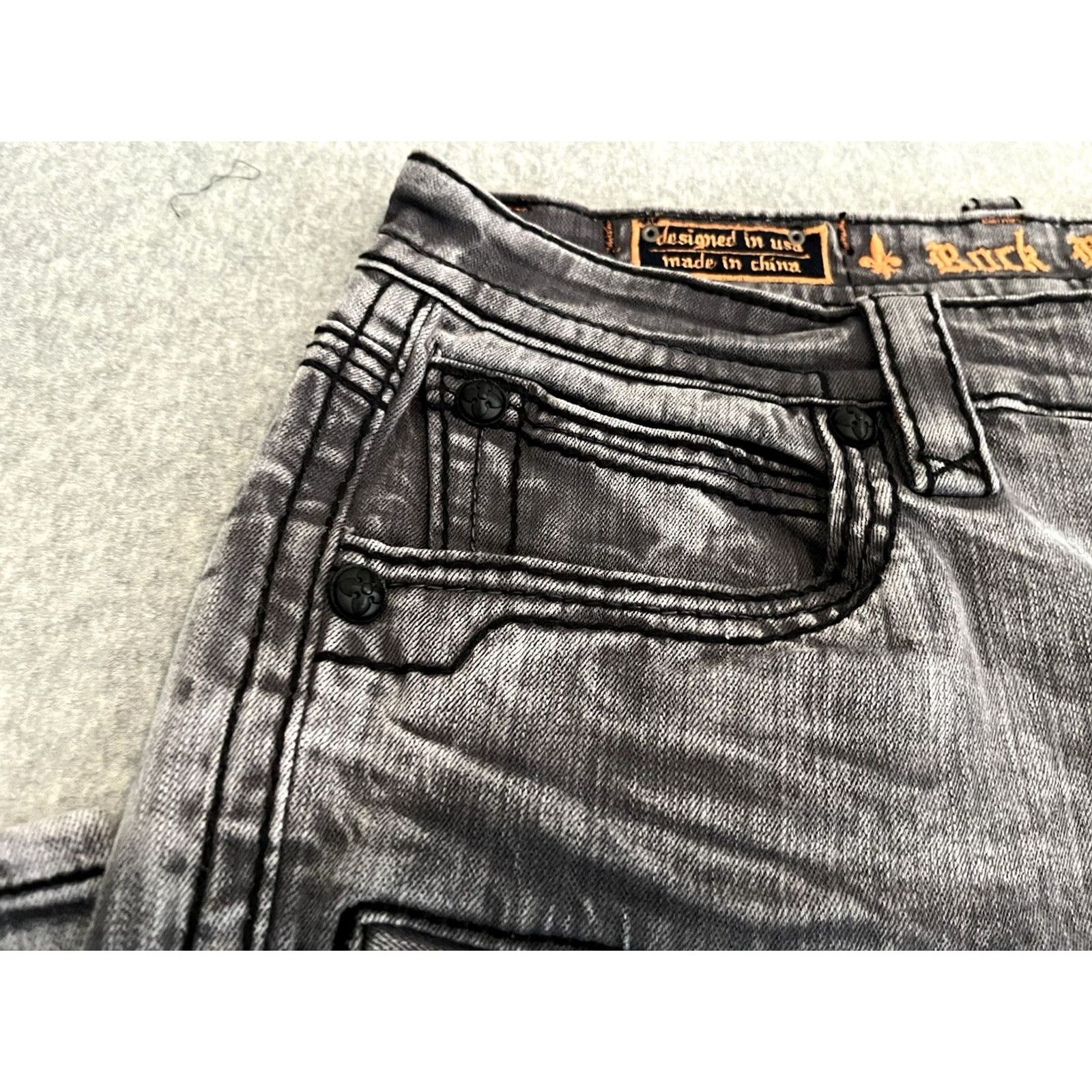 Vintage Rock Revival Jeans Distressed Biker Denim Mens 40x34 Gray NWT Size US 40 / EU 56 - 4 Thumbnail