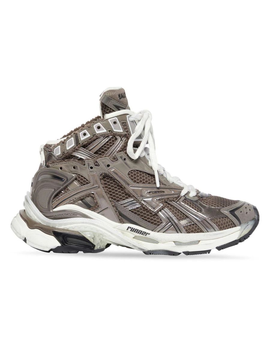 Balenciaga o1in1g0124 Neo Balenciaga Runner High Sneakers in Brown Size US 12 / EU 45 - 1 Thumbnail