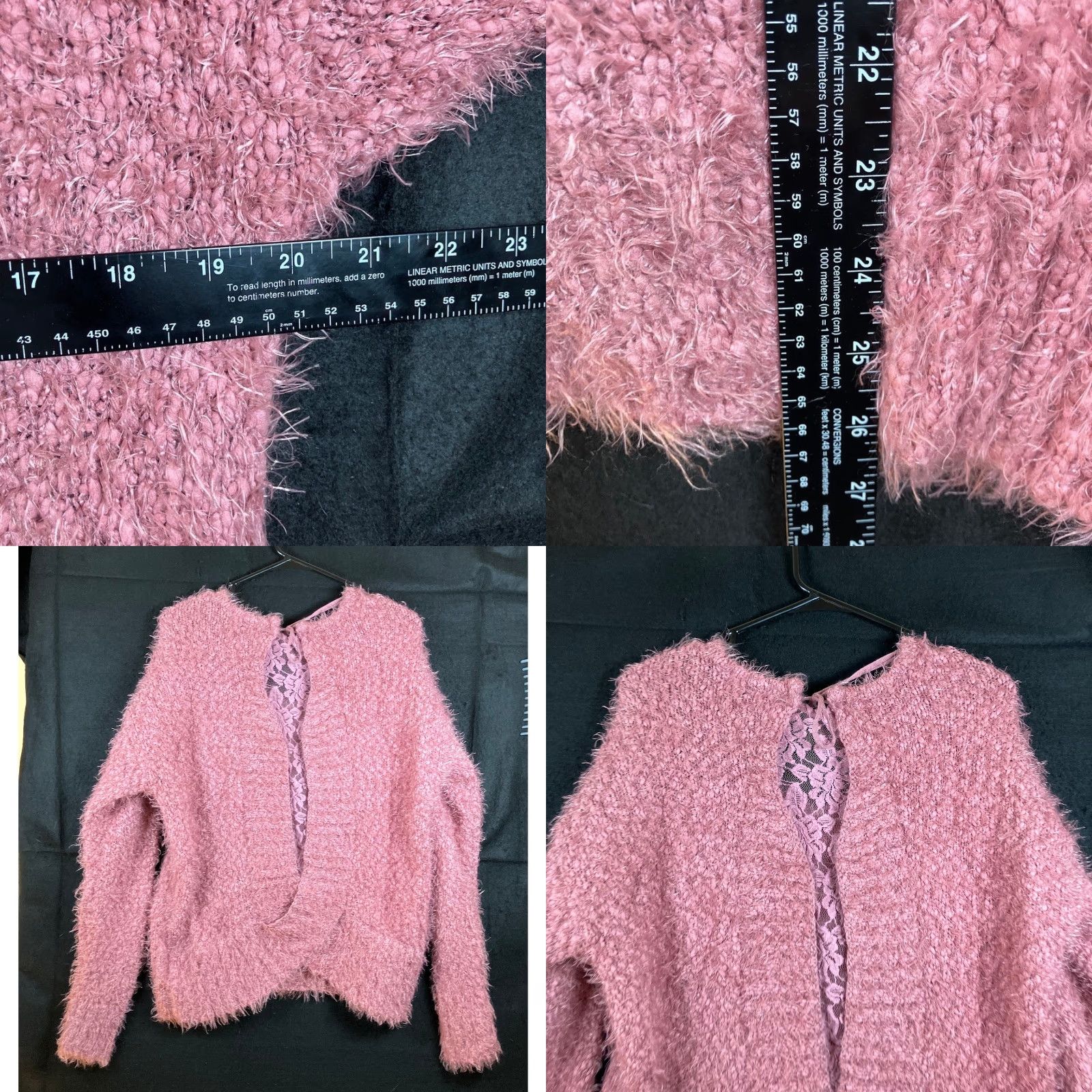 Vintage Knox Rose Womens Sweater Pink V Neck Feather Open Lace Back Large Size L / US 10 / IT 46 - 8 Thumbnail