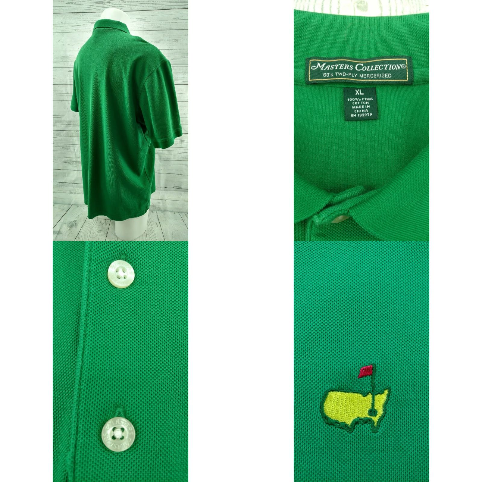 Vintage Masters Collection Mens Augusta Nationals Logo Golf Cotton Polo Shirt Green XL Size US XL / EU 56 / 4 - 8 Thumbnail