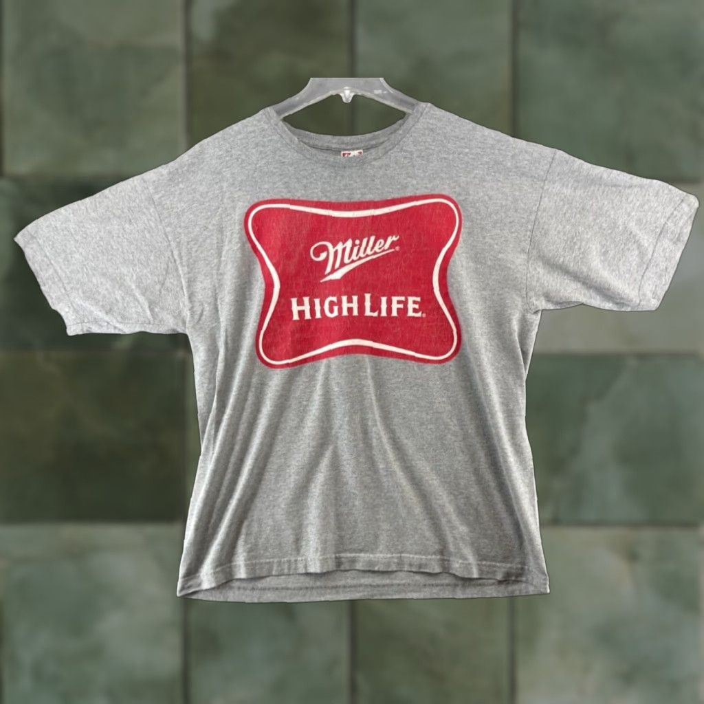 Vintage Miller High Life Mens T Shirt XL Extra Large Gray American Made Size US XL / EU 56 / 4 - 1 Thumbnail