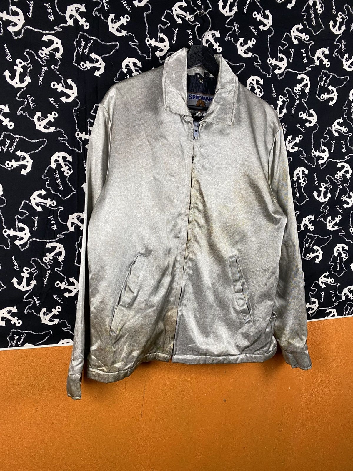 I. Spiewak And Sons Vintage Spiewak Silver Satin Zip Classic Workwear Outerwear Size US M / EU 48-50 / 2 - 5 Thumbnail