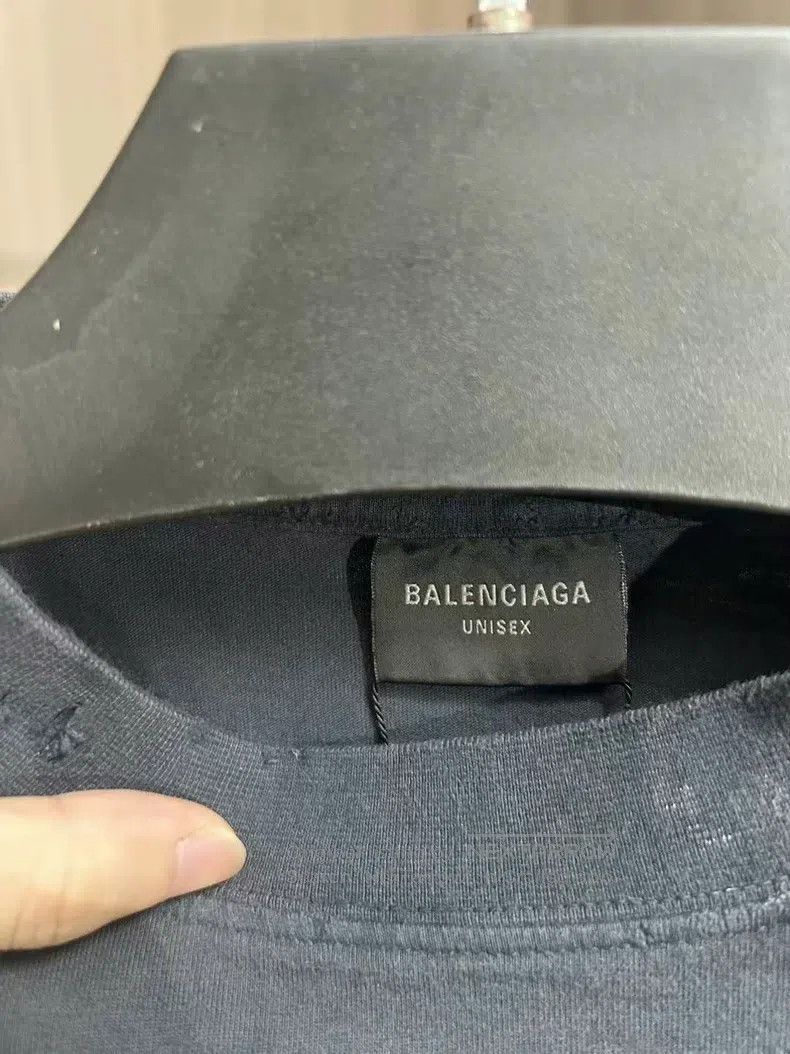 Balenciaga Balenciaga Chest Sparkle Glitter Letter Logo Black Destroy Size US S / EU 44-46 / 1 - 2 Thumbnail