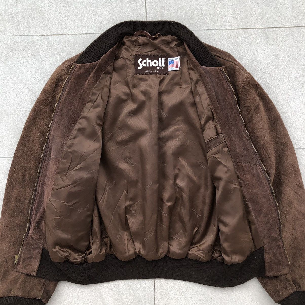 Schott Vintage SCHOTT NYC Suede Leather Bomber Jacket USA 🇺🇸 Size US M / EU 48-50 / 2 - 10 Thumbnail