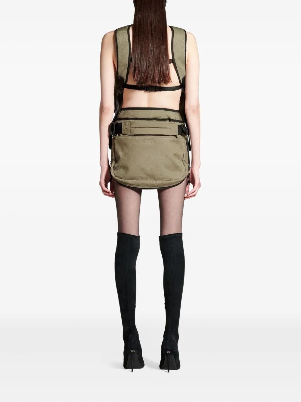 Balenciaga o1s1wg110326 Mini Bag Skirt in Olive Green Size 26" / US 2 / IT 38 - 4 Thumbnail