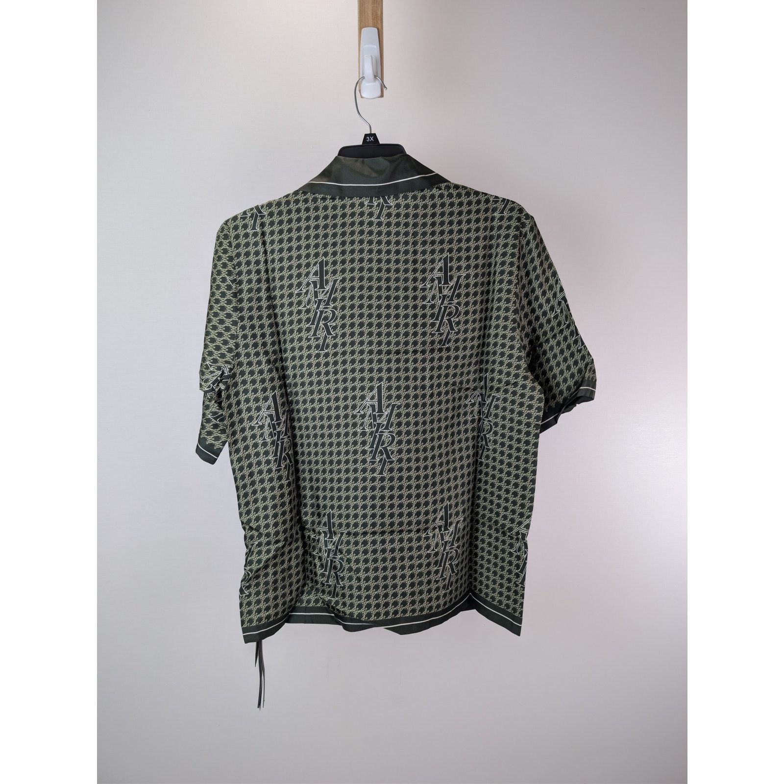Amiri o1rshd1 Amiri Houndstooth Bowling Shirt in Rain Forest Size US M / EU 48-50 / 2 - 9 Thumbnail