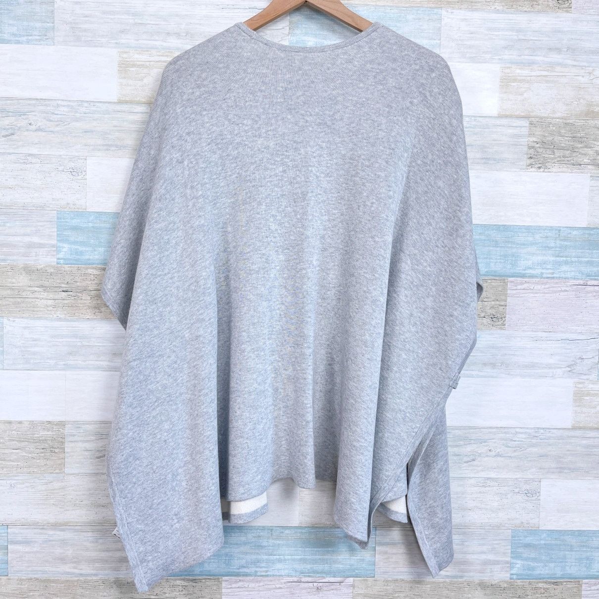 Other Lilla P Longline Open Front Ruana Sweater Gray Ribbed OS Size ONE SIZE - 4 Thumbnail