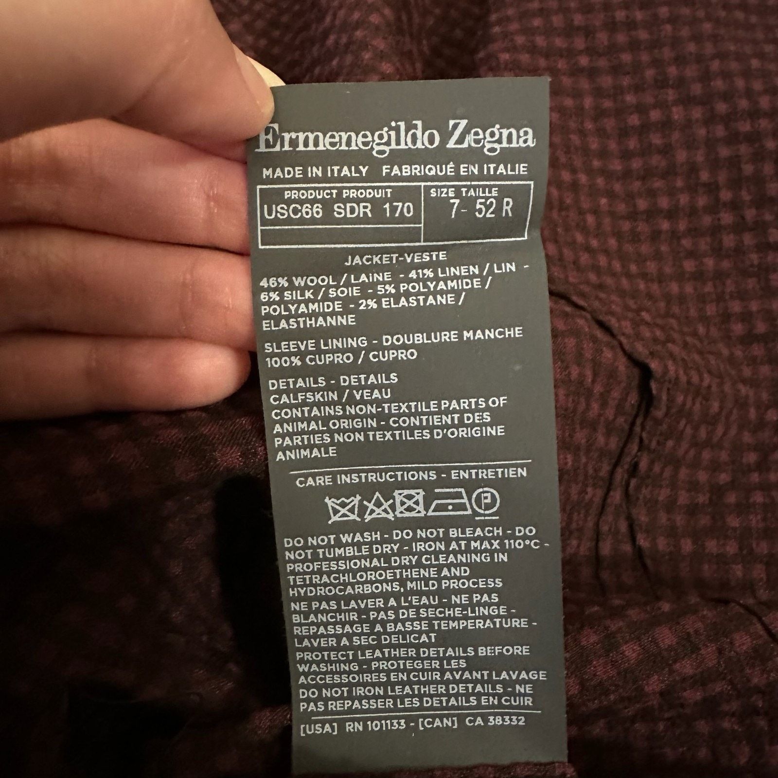 Ermenegildo Zegna ERMENEGILDO ZEGNA Seersucker Blazer Unlined Wool Silk Size 52R - 10 Thumbnail