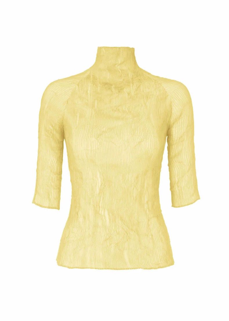 Issey Miyake Issey Miyake size:2 A light yellow wicker high-necked top Size S / US 4 / IT 40 - 1 Thumbnail