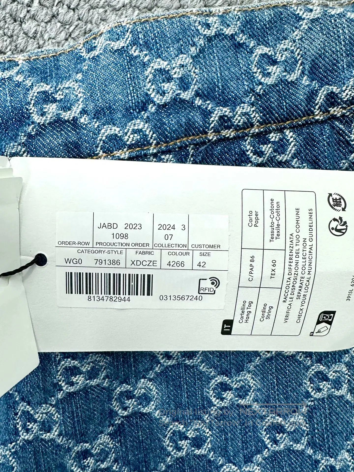 Gucci Guicci Blue old logo print denim skirt| Size 41" - 5 Thumbnail