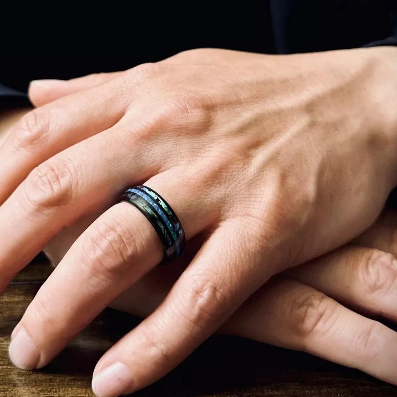 Other Tungsten wedding band ring for men blue opal and abalone Size ONE SIZE - 3 Thumbnail