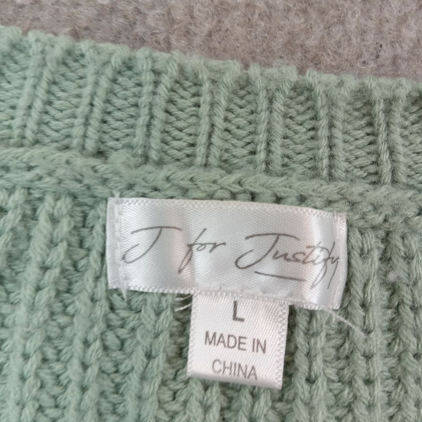 Vintage J For Justify Sweater Womens Large Green Cropped V-Neck Pullover Casual Size L / US 10 / IT 46 - 5 Thumbnail