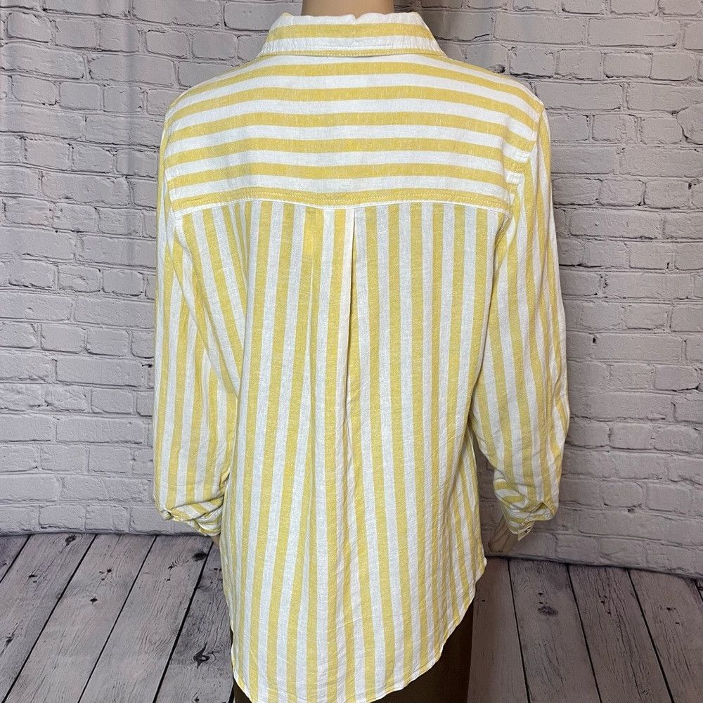 Other NWT New Sigrid Olsen Linen Blend Long Sleeve Yellow White S Size M / US 6-8 / IT 42-44 - 9 Thumbnail