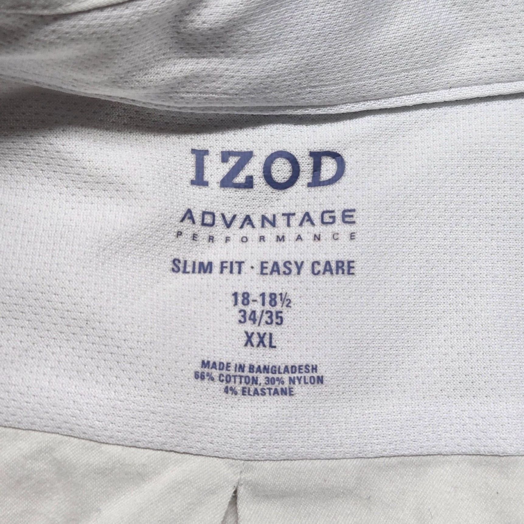 Izod Solid White Slim Fit Long Sleeve Button Up Shirt for Adult Men in 2XL Size Size US XXL / EU 58 / 5 - 3 Thumbnail