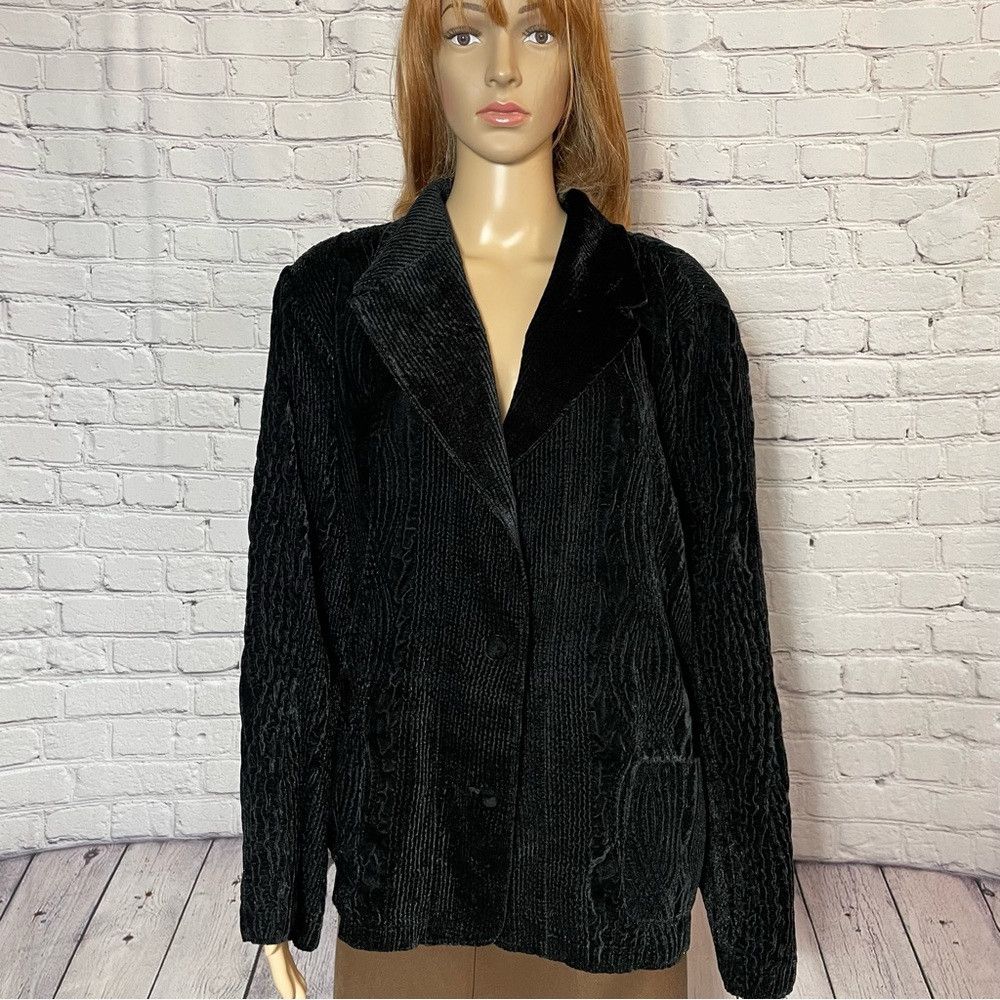 Harve Benard Harve Benard Vintage Black Velvet Cabled Blazer Jacket Size Size 4XL / US 24-26 - 1 Thumbnail
