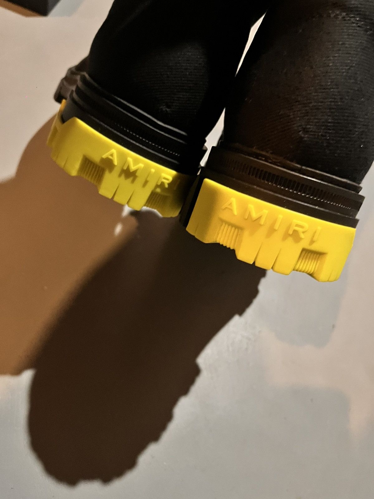 Amiri *Sample* AMIRI Black Canvas Combat Boots Neon Yellow Accents Size US 10.5 / EU 43-44 - 9 Thumbnail