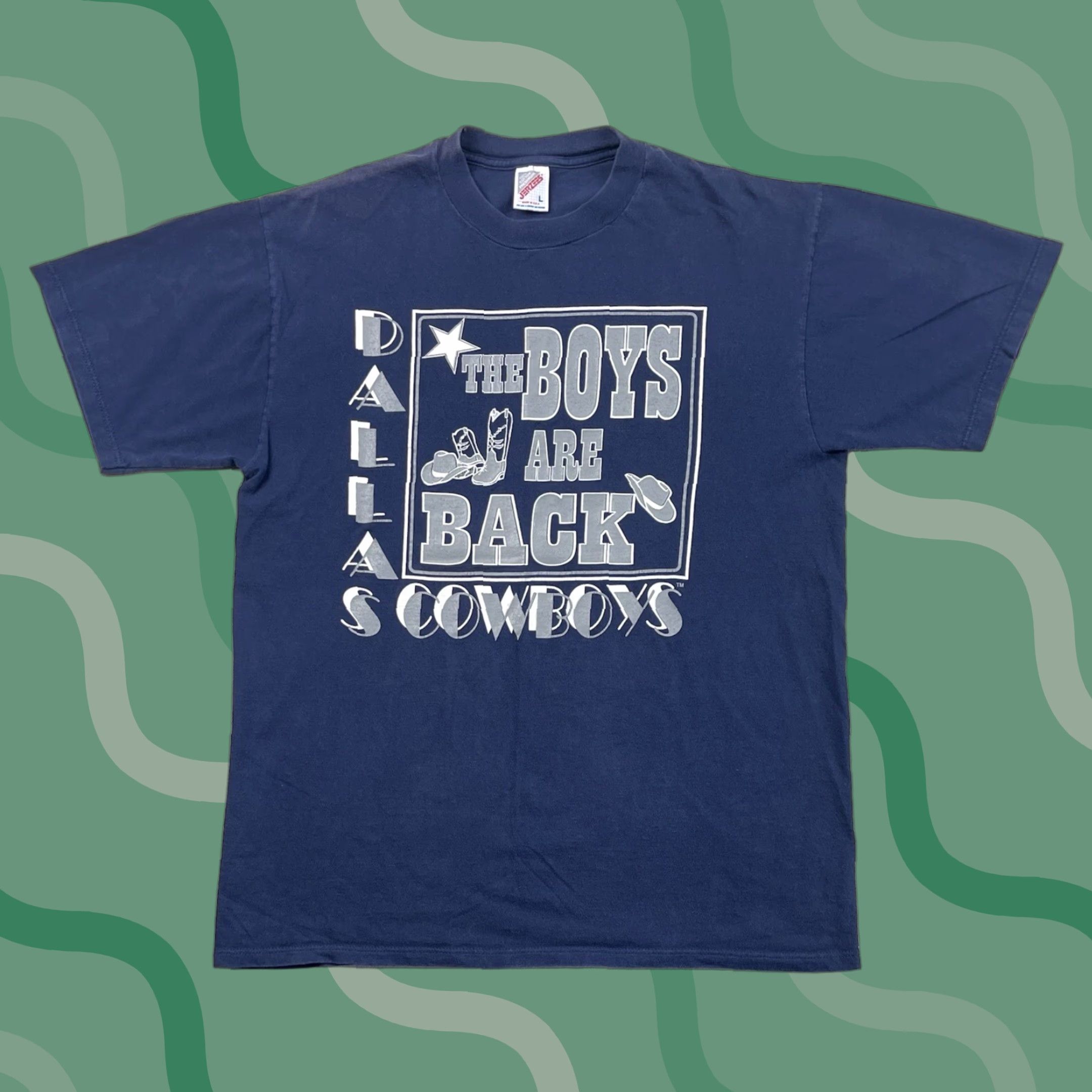 Jerzees VINTAGE Dallas Cowboys T-Shirt L Blue 90s NFL Champions Graphic Tee Mens Regular Cotton Subtle Fade, Crew Neck, Short Sleeve, Jerseys Brand Jerzees Size US L / EU 52-54 / 3 - 1 Thumbnail
