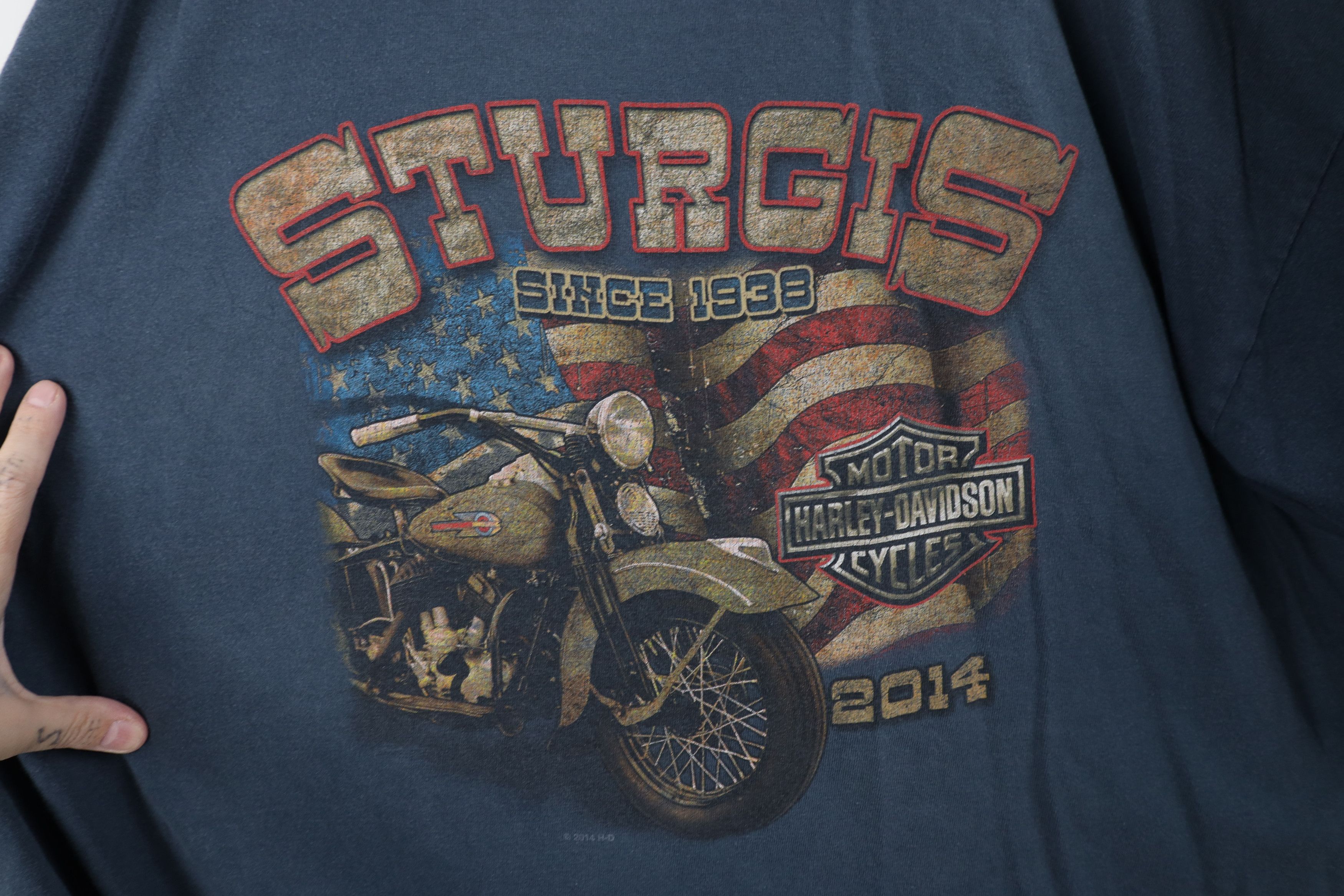 Harley Davidson Vintage Y2K Harley Davidson Sturgis Motorcycle T-Shirt Blue Size US XXL / EU 58 / 5 - 4 Thumbnail