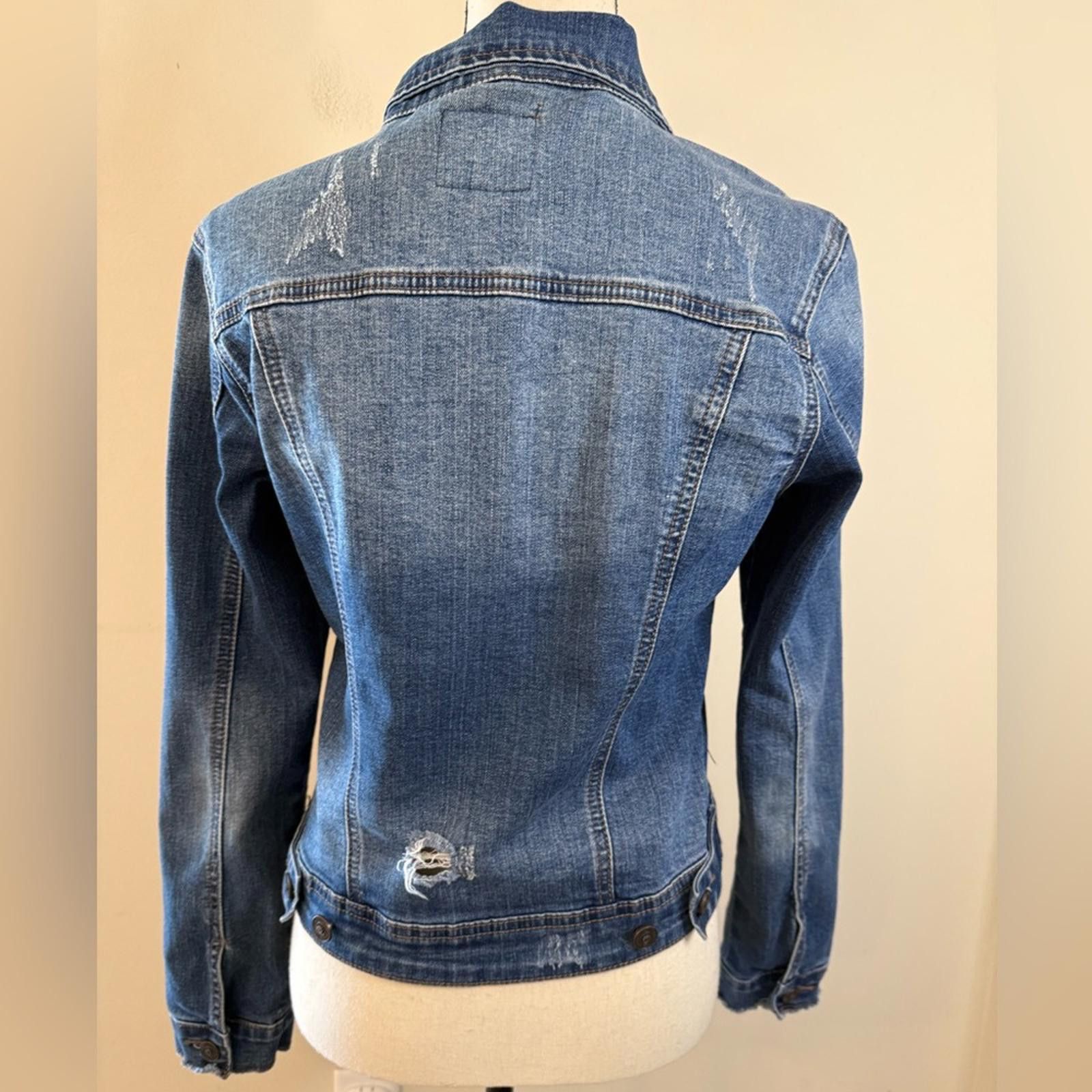 Other ENJEAN denim jeans jacket distressed medium wash stretch SM Size S / US 4 / IT 40 - 4 Thumbnail