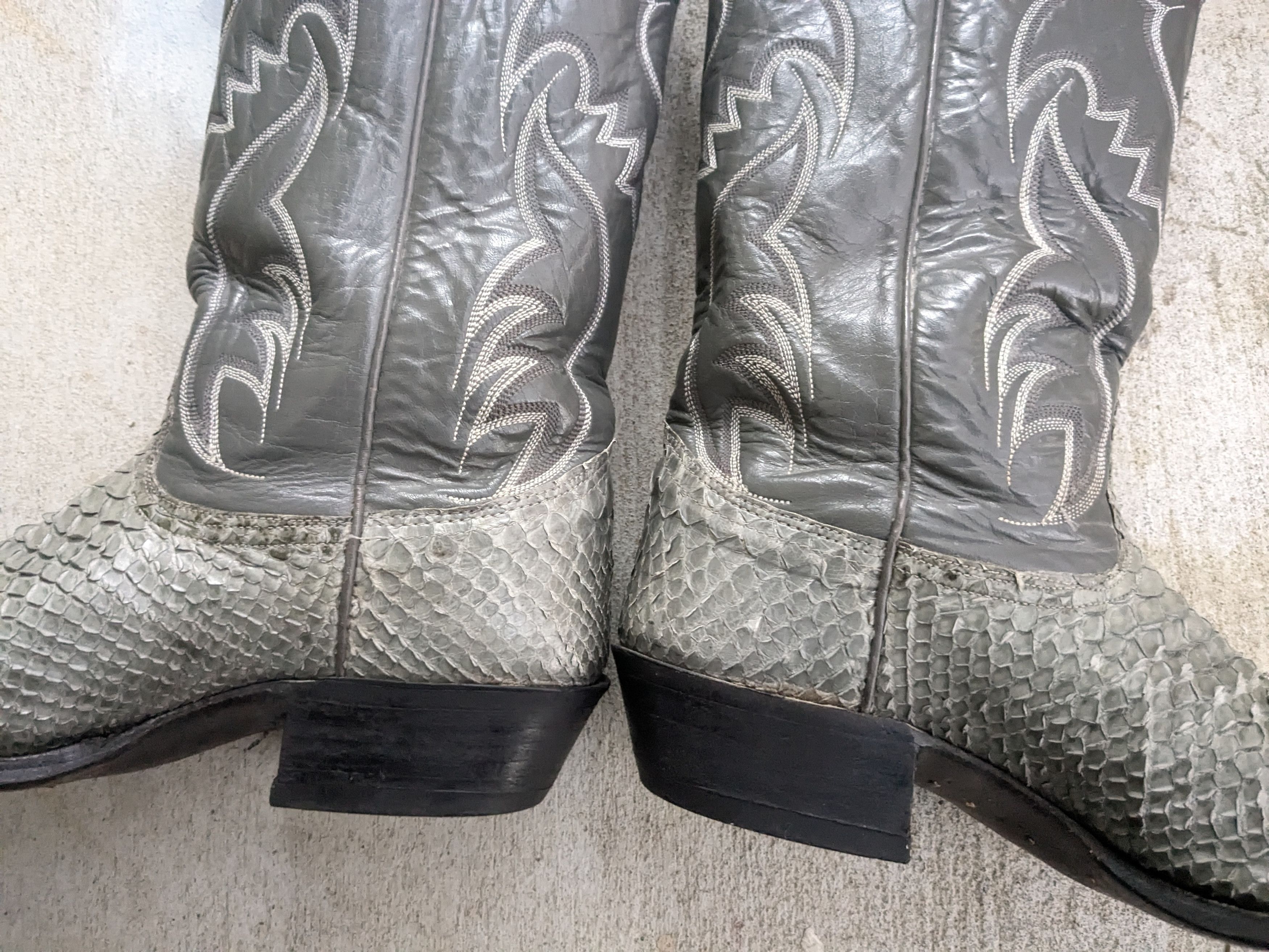 Nocona Nocona Cowboy Boots Gray 10 D Snakeskin Leather USA Size US 10 / EU 43 - 6 Thumbnail