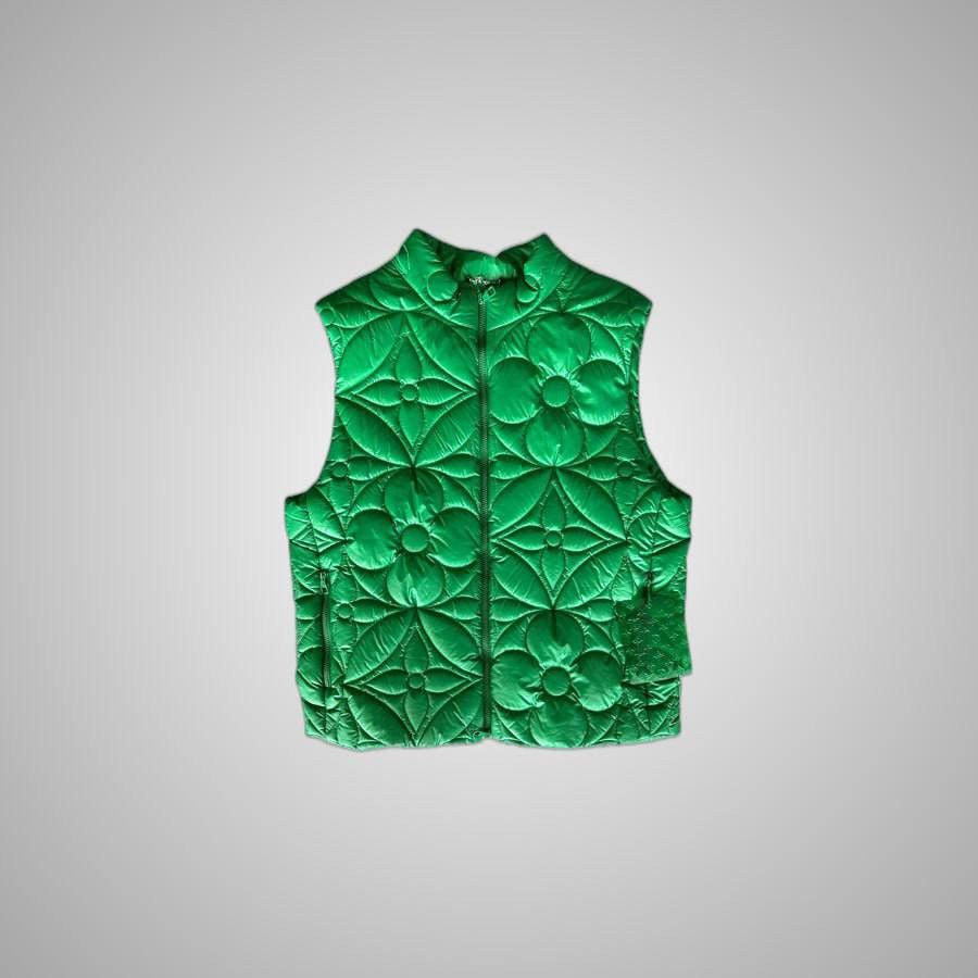 LOUIS VUITTON GREEN FLOWER MONOGRAM PUFFER VEST