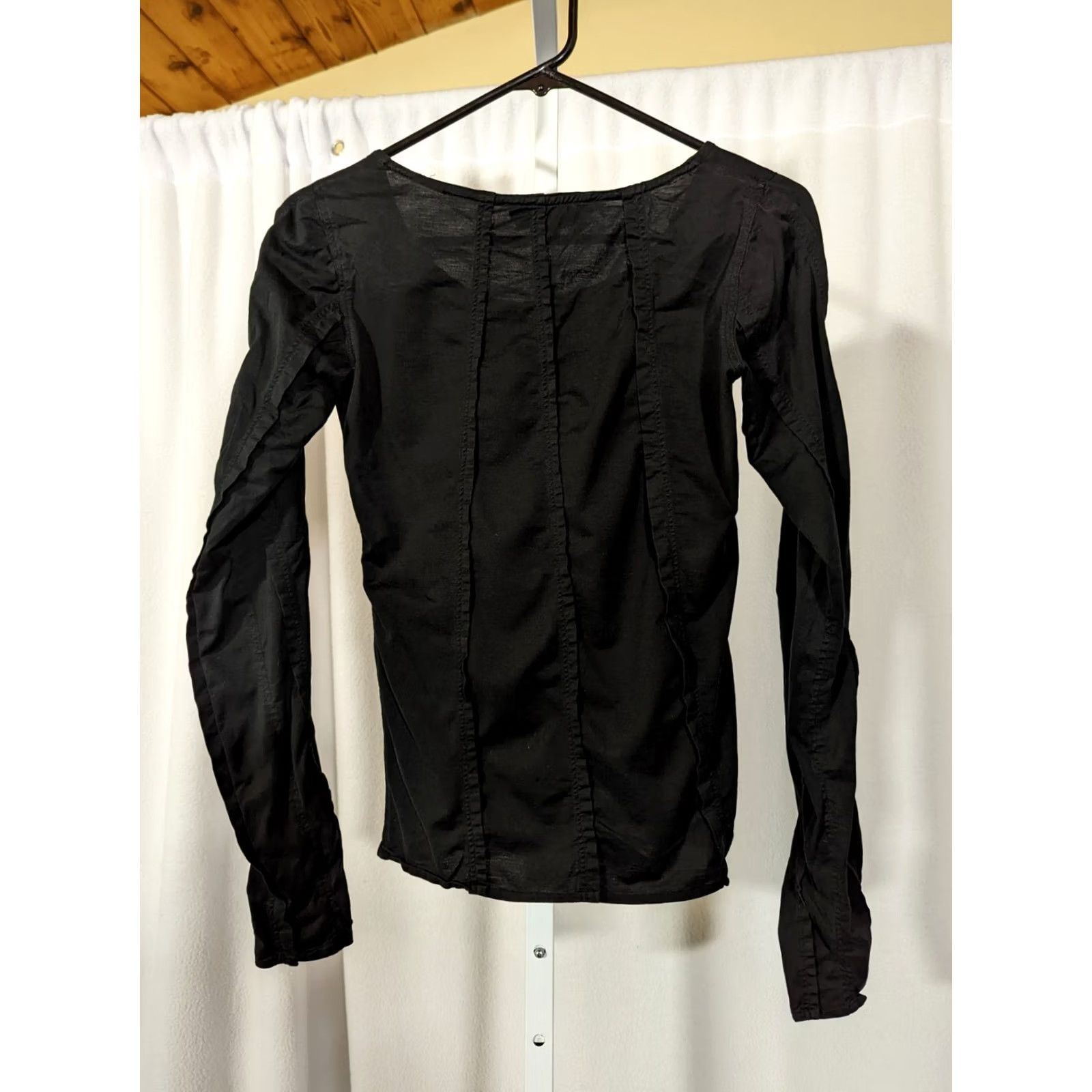 Yves Saint Laurent VINTAGE Yves Saint Laurent by Tom Ford Y2K Pleated Seam Shirt Black S YSL Italy Blouse Women XS? Size S / US 4 / IT 40 - 3 Thumbnail