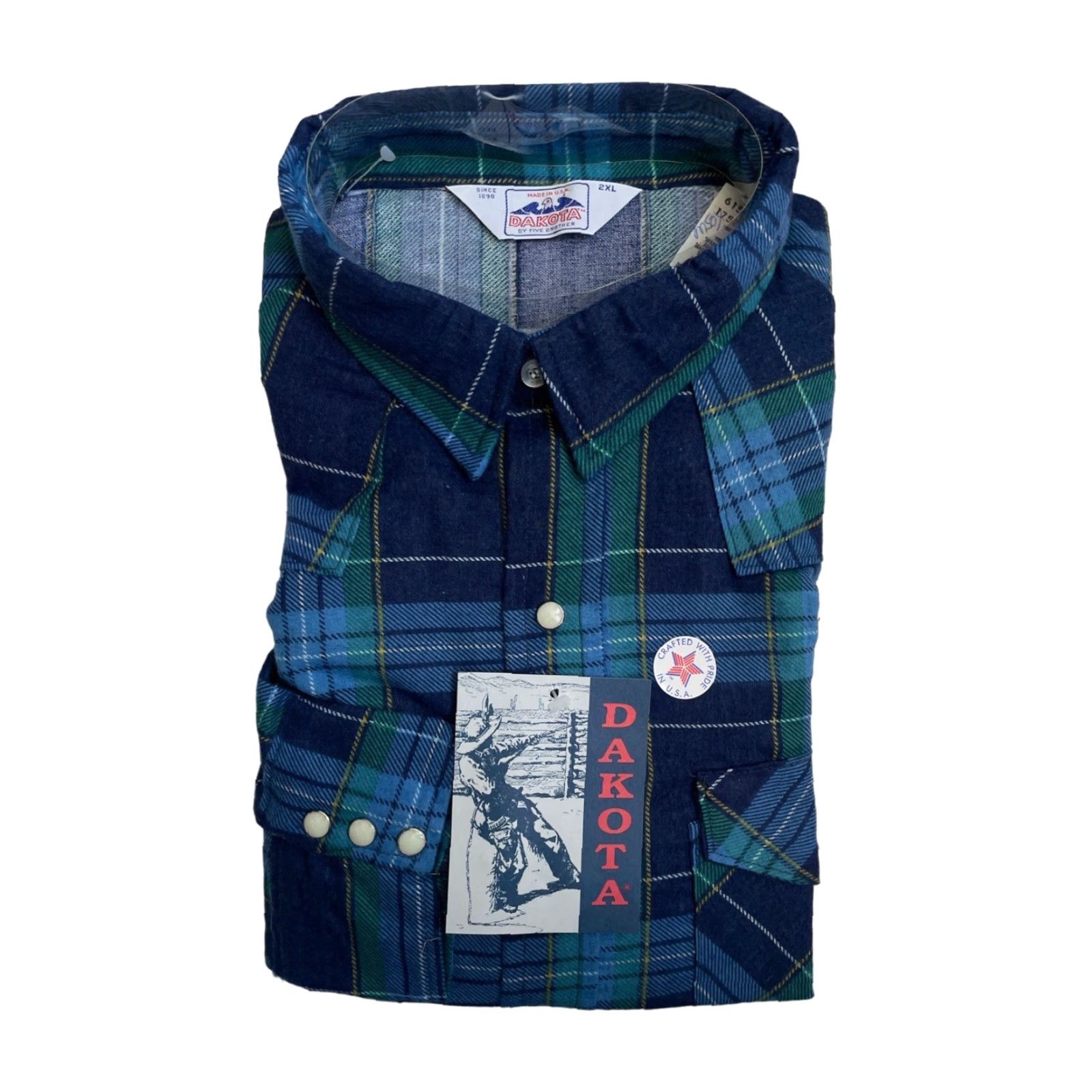 Vintage VINTAGE Five Brother Shirt Men 2XL Plaid Flannel NOS NWT USA Made Quality Pearlized Snaps 80s Dakota Western Long Sleeve Button-Up Size US XXL / EU 58 / 5 - 2 Thumbnail