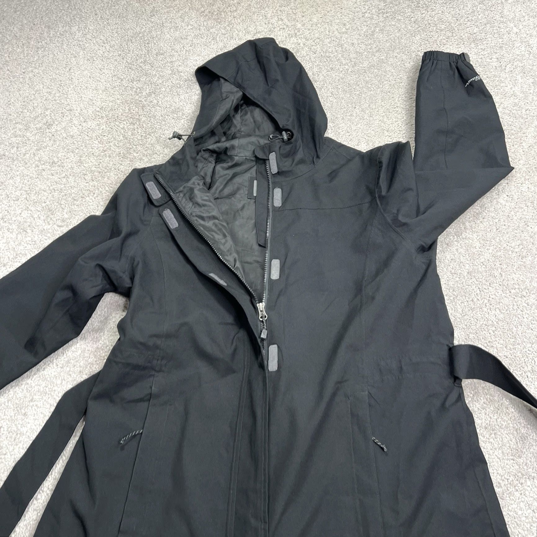 Eddie Bauer VINTAGE? Eddie Bauer Jacket Womens Large Black WeatherEdge Hooded Belted Rain Coat Shell Full Zip Size L / US 10 / IT 46 - 7 Thumbnail