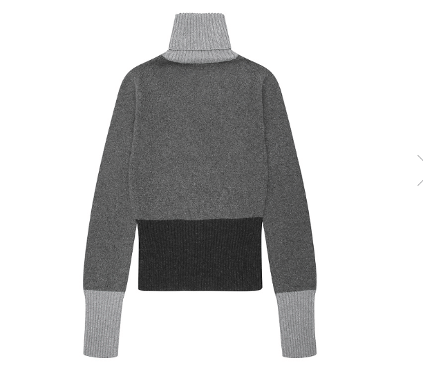 Loro Piana o1w1db10724 Turtleneck Cashmere Sweater in Black/Grey Size XS / US 0-2 / IT 36-38 - 5 Thumbnail
