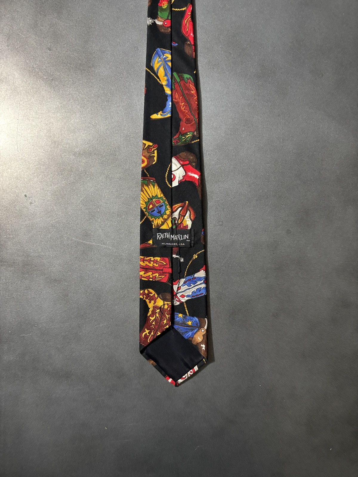 Ralph Marlin Vintage Ralph Marlin Tie Cowboy Boot Pattern Western Necktie Size ONE SIZE - 5 Thumbnail