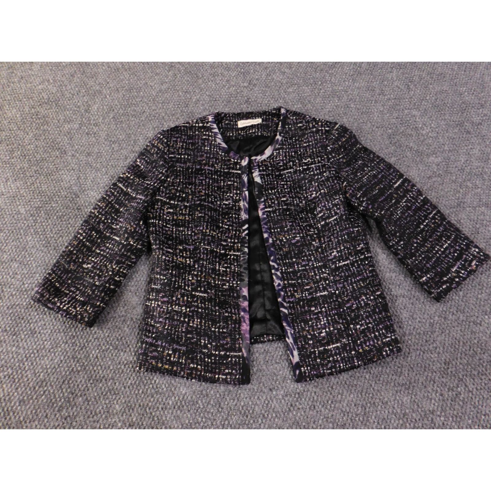 Coldwater Creek Coldwater Creek Blazer Women M Black Tweed Full Zip Collared Lined Industry: Casual, Business, Travel Size M / US 6-8 / IT 42-44 - 2 Thumbnail