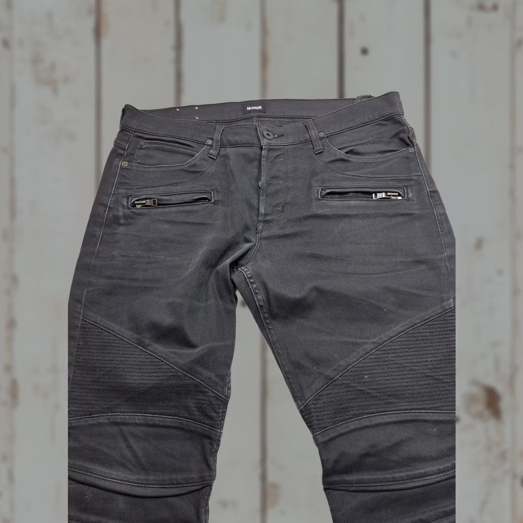 Hudson Jeans Mens 36x34 Black The Blinder Biker Slim Skinny Moto Stretch Denim, Men's