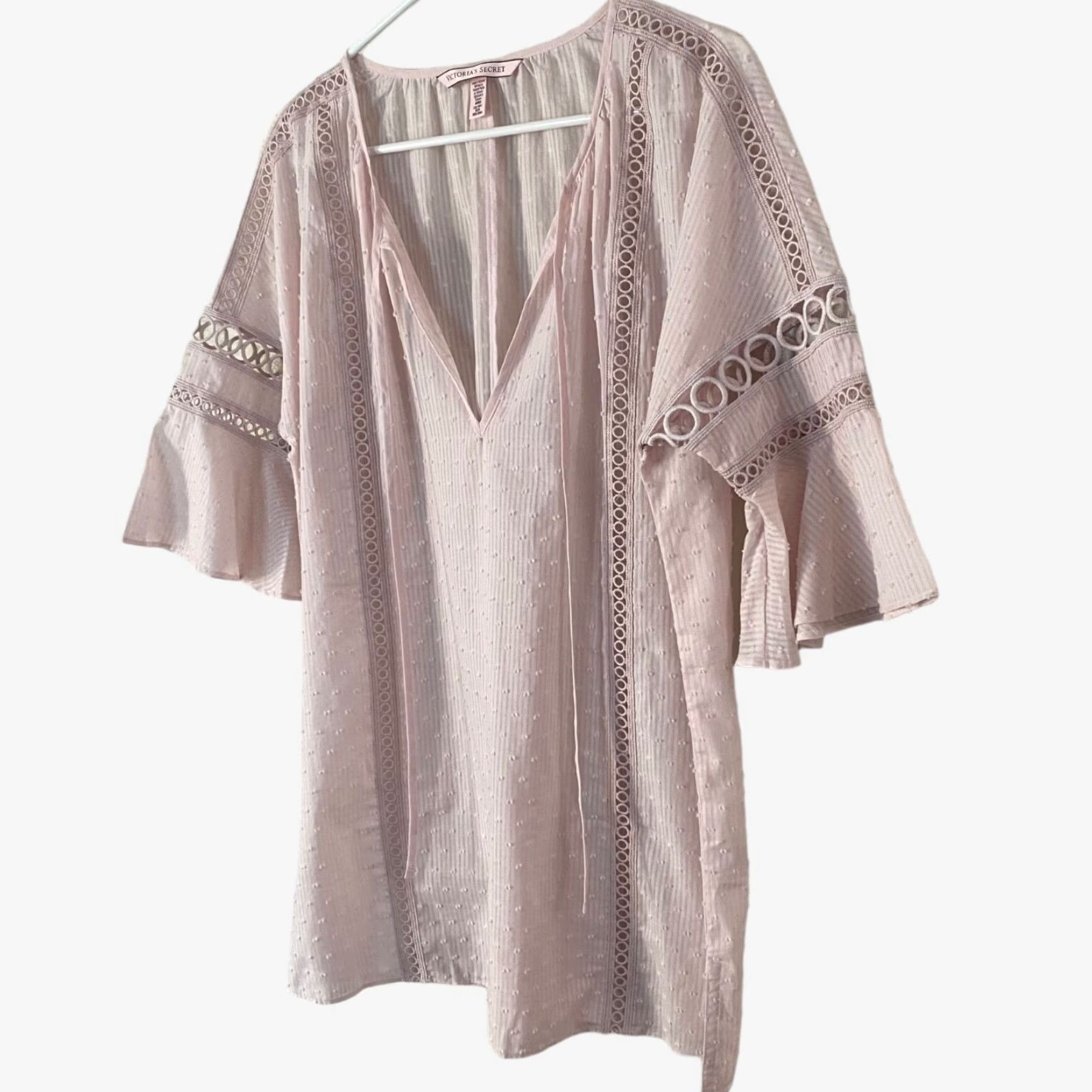 Victoria's Secret Victoria's Secret Tunic Women's XS Pink Sheer 3/4-Sleeve Boho Coverup V Neck Size XS / US 0-2 / IT 36-38 - 2 Thumbnail
