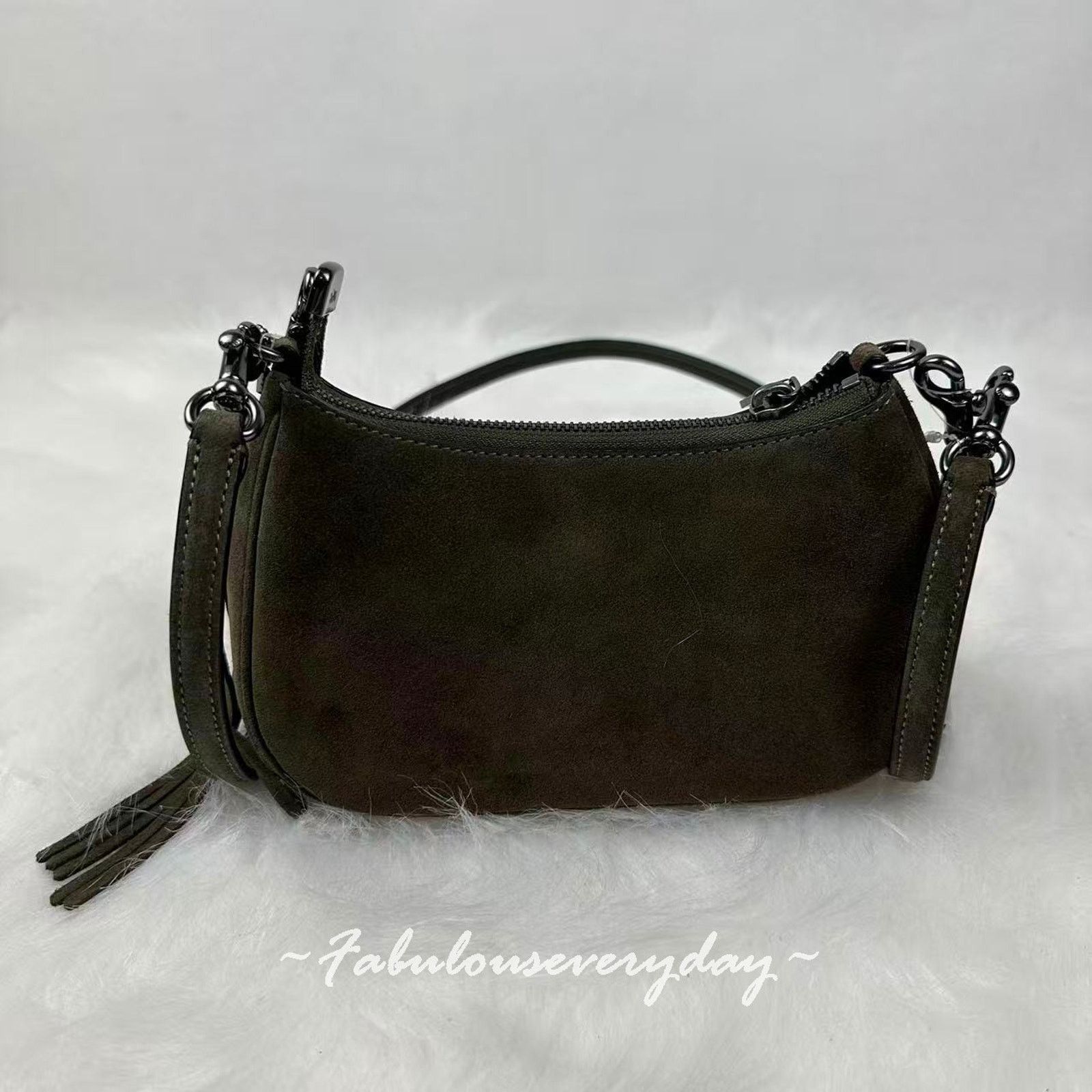 Coach Coach Teri Mini Shoulder/Crossbody Suede/Gunmetal/Army Green Size ONE SIZE - 3 Thumbnail