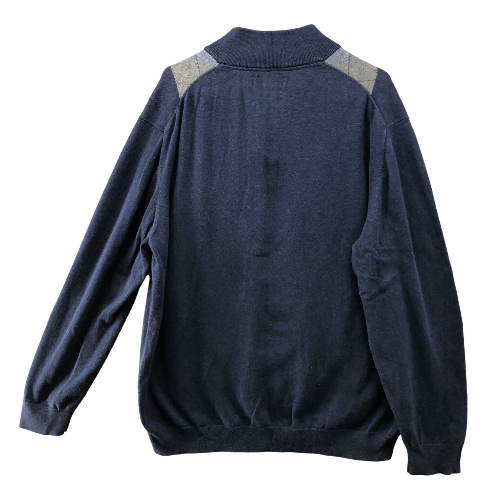 Tasso Elba Tasso Elba 1/4 Zip Argyle Sweater Mens XL Blue Cotton Pullover Mock Neck Long Sleeve Knit Size US XL / EU 56 / 4 - 2 Thumbnail