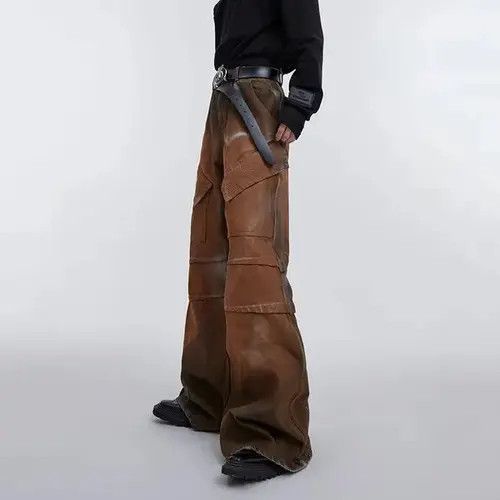 Japanese Brand Baggy Jeans Wide Leg Denim Pants Waste Soild Retro Tie Dyed Size US 32 / EU 48 - 2 Thumbnail