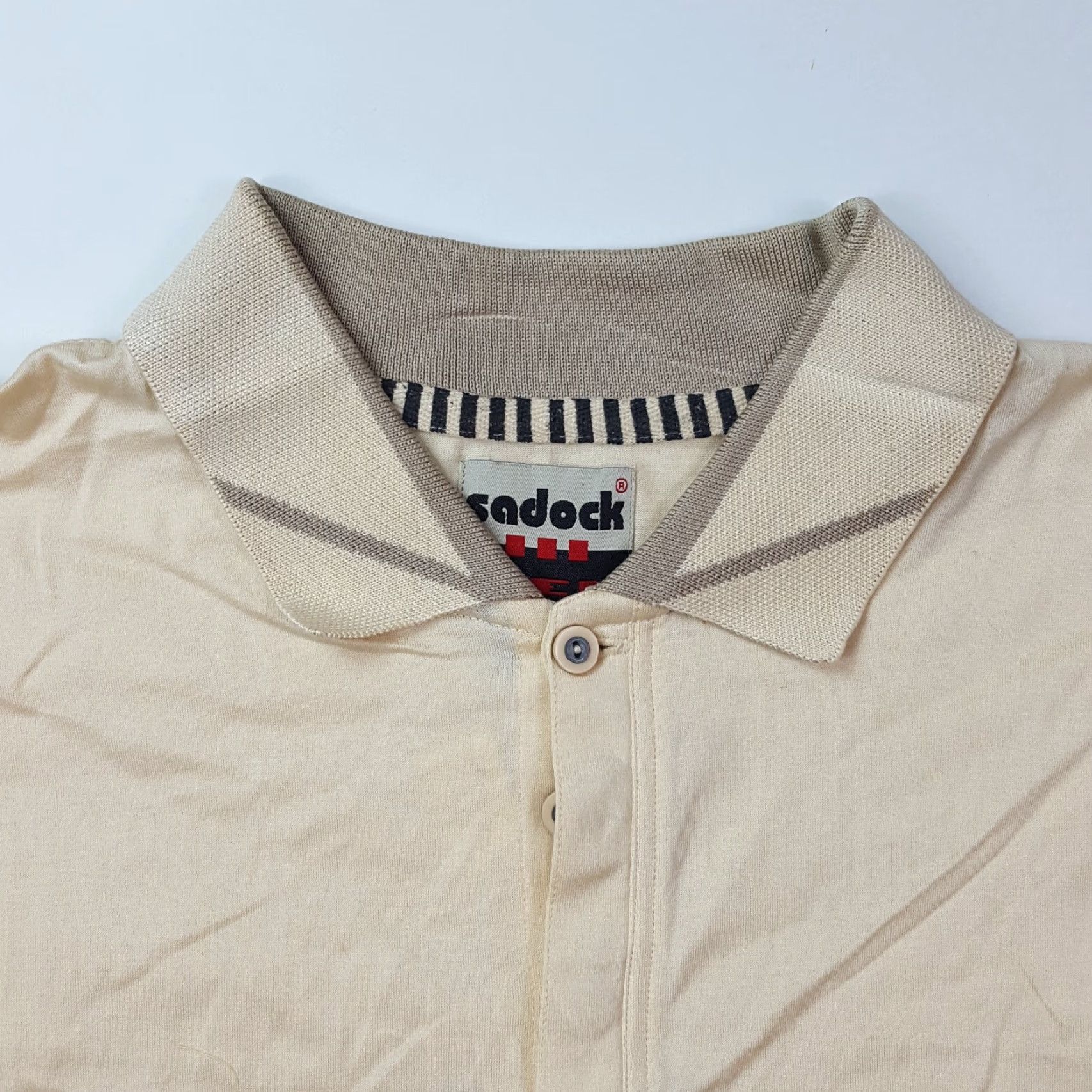Vintage VINTAGE Jamie Sadock Polo Shirt Men L Ivory Cotton Knit Short Sleeve Collared Button Casual 90s Retro Golf Tennis Sports Outdoor Size US L / EU 52-54 / 3 - 3 Thumbnail