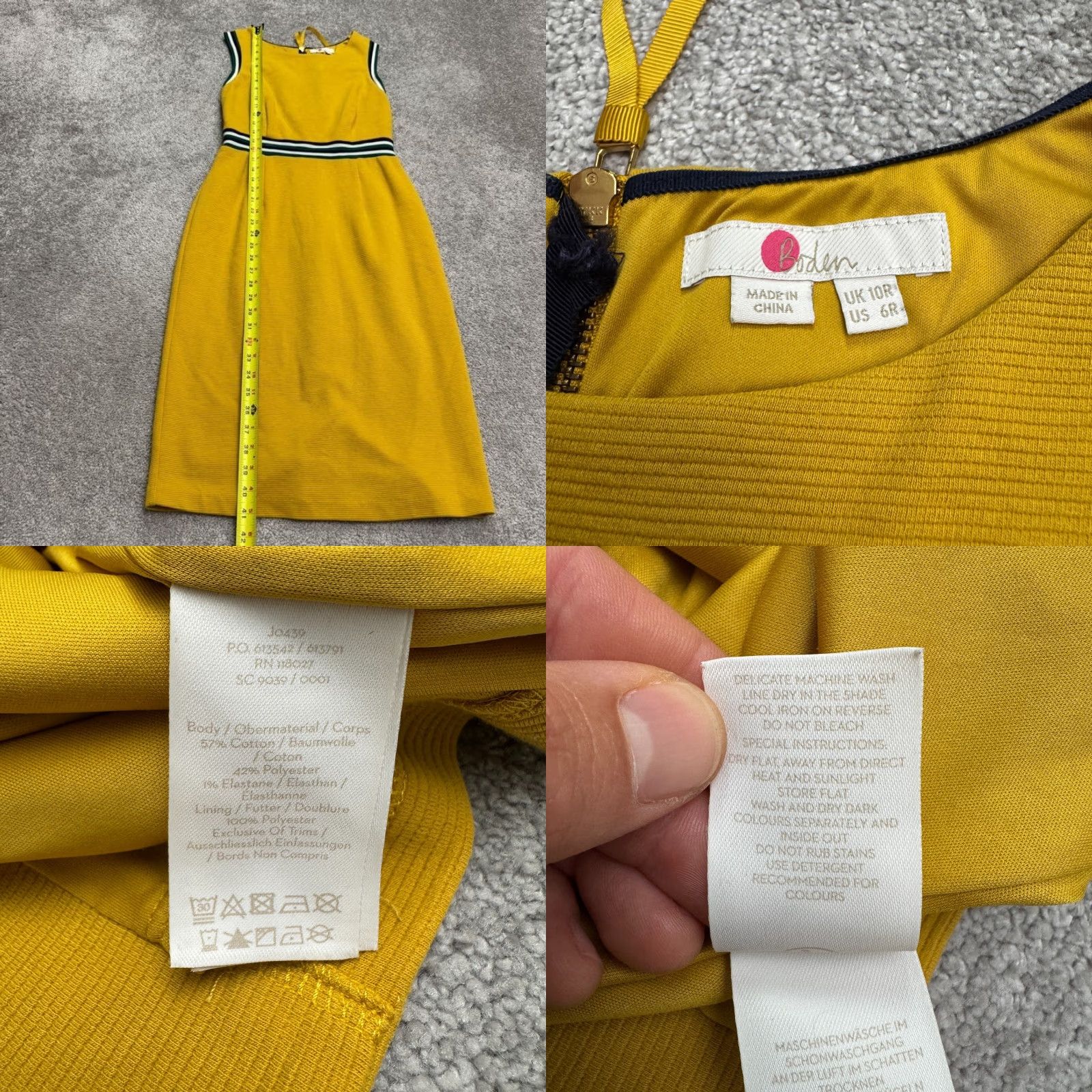 Boden Boden Dress Womens Midi Sheath 6R Mustard Yellow Knit Sleeveless Striped Vintage No Size M / US 6-8 / IT 42-44 - 8 Thumbnail