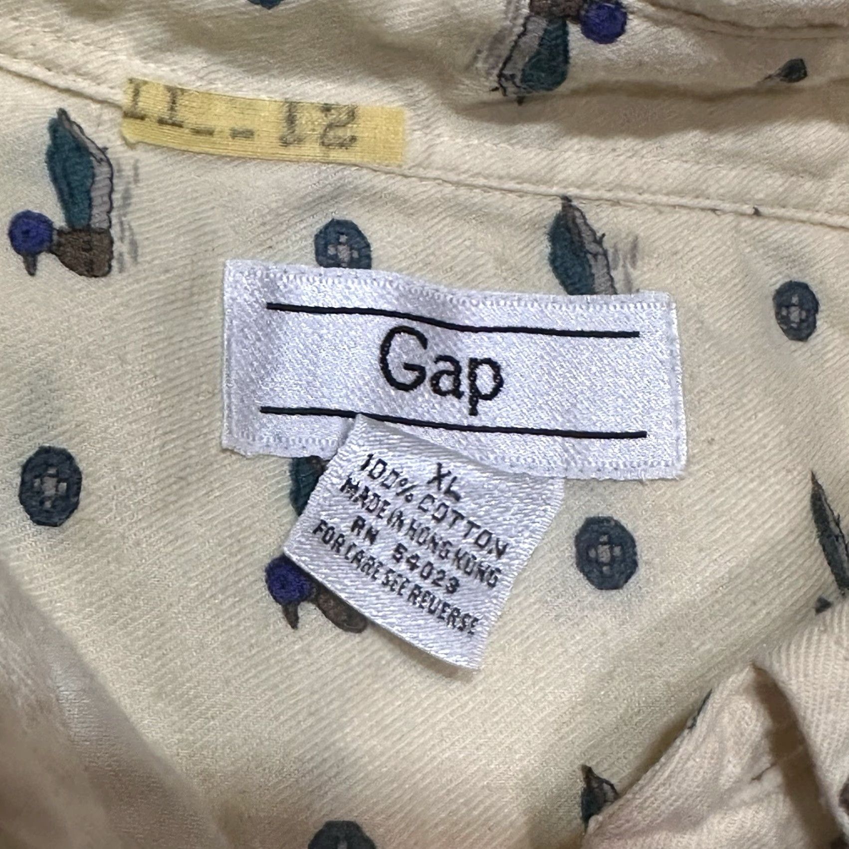 Gap VINTAGE Gap Button-Up Shirt Mens XL Yellow Duck AOP Hong Kong 80s Preppy Military Classic Casual Size US XL / EU 56 / 4 - 5 Thumbnail