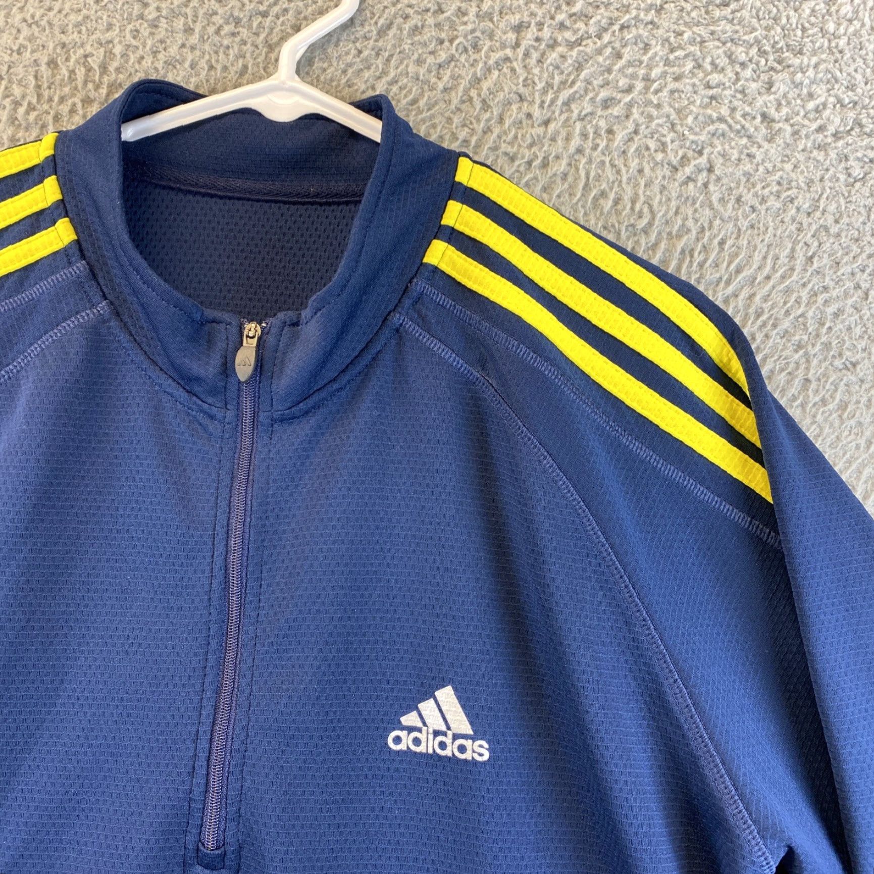 Adidas Adidas Golf Mens Climalite 1/4 Zip Pullover Long Sleeve Blue L Yellow /40-54 Size US L / EU 52-54 / 3 - 5 Thumbnail