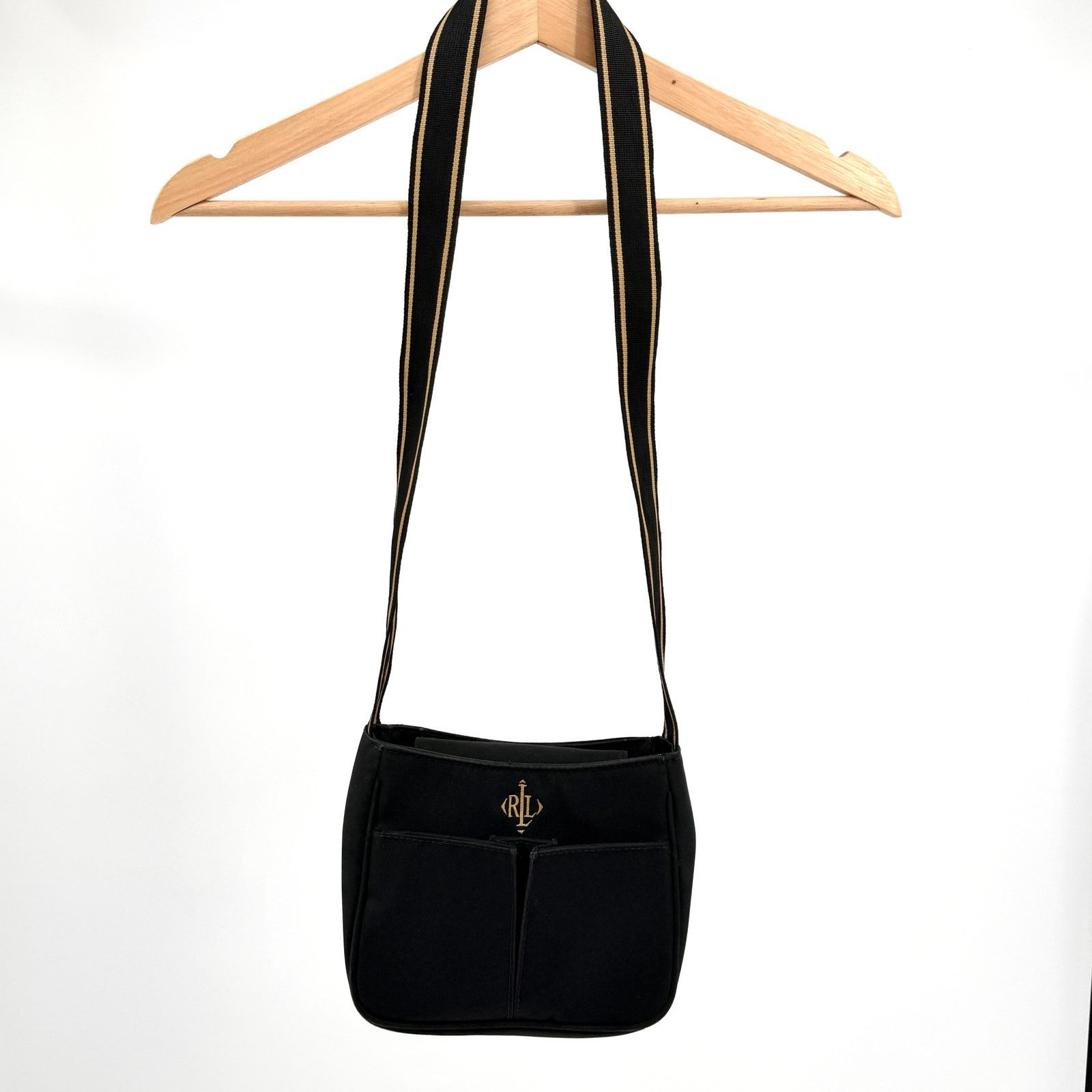 Ralph Lauren Black Nylon Striped Strap Mini Shoulder Bag Size ONE SIZE - 1 Thumbnail