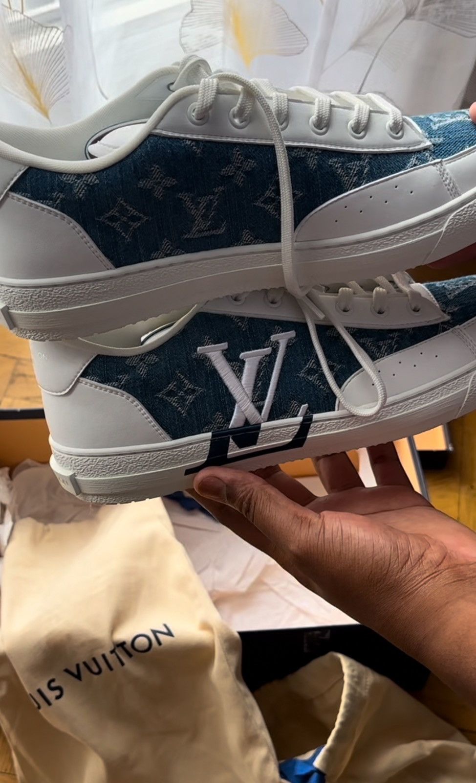 White and Blue louis vuitton sneakers