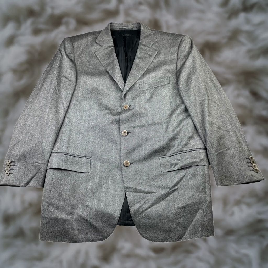 Ermenegildo Zegna Ermenegildo Zegna Blazer Men's Silk Wool Gray Herringbone 42R US 54 EU Size 42R - 1 Thumbnail