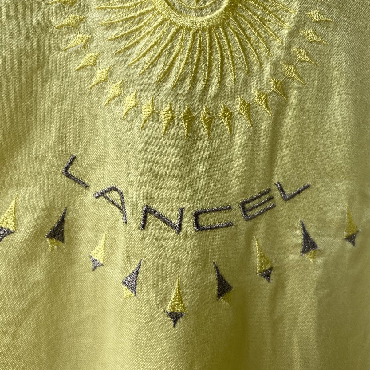 Lancel LANCEL Yellow Embroidered Short-Sleeve Shirt with Logo Back Size L / US 10 / IT 46 - 12 Thumbnail
