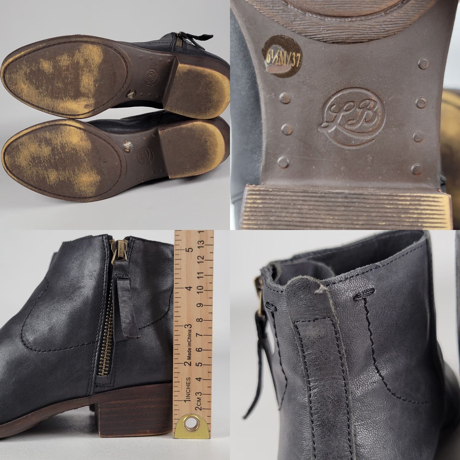 Lucky Brand Lucky Brand Women Bootie Charcoal Black Leather Side Zip Ankle 6.5 M Black Boots Menus? Size US 7 / IT 37 - 8 Thumbnail