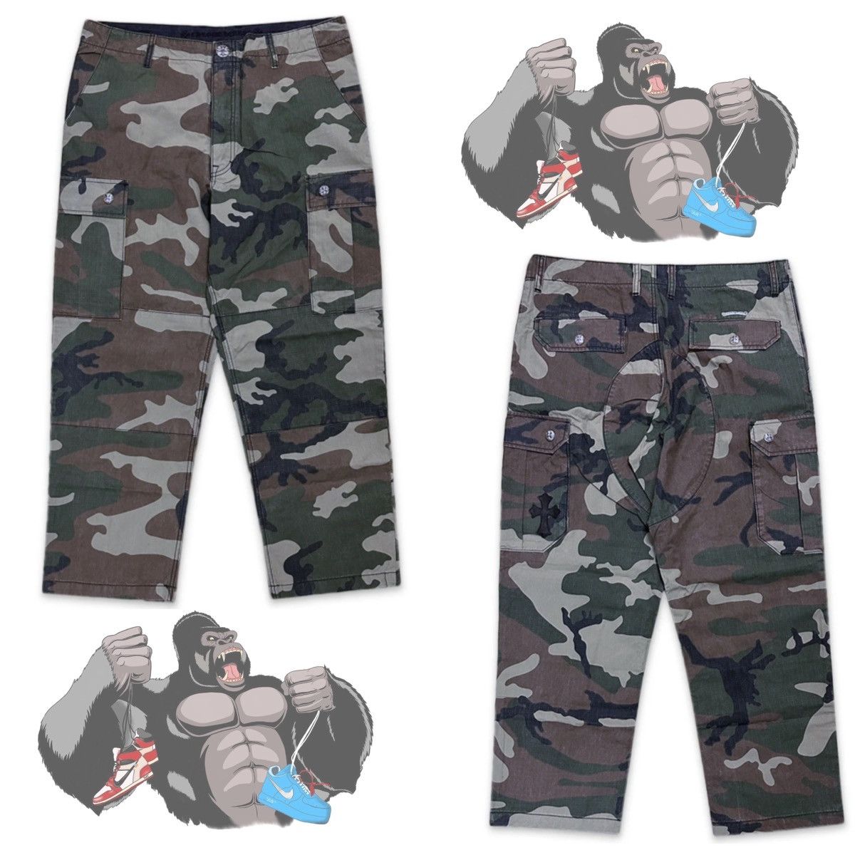 Chrome Hearts Rip Stop Cargo Pants in Camouflage