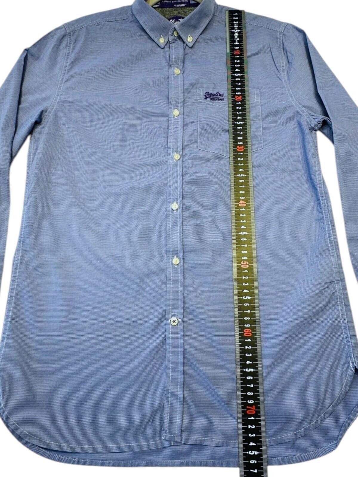 Superdry SuperDry Shirt Men's UK Size L Blue Pinstripe Embroidered Size 42R - 10 Thumbnail