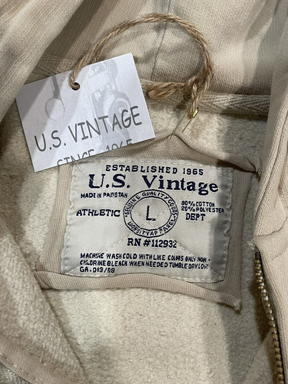 Vintage Cream and white Long Beach hoodie Size US L / EU 52-54 / 3 - 3 Thumbnail